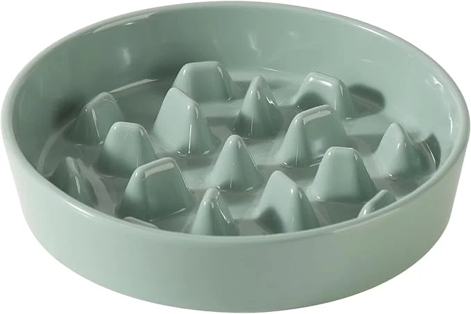 Certified Ceramic 3.2 Cup Dog Bowl Slow Feeder 9.5 inch Slow Pet Food Dish for Large Dog Stop Bloat Preventing Choking Single Bowl Light Green About ThisOverview Refined
