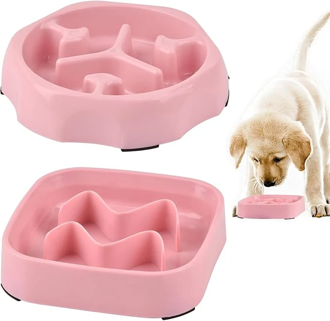 Modern 2 Pack Slow Feeder Bowls - Small Breed Pink Silicone Slow Down Eating Speed for Medium Small Breed Dogs CatsAbout ThisOverview Selected