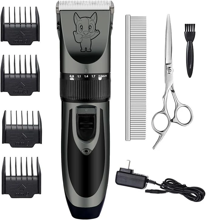 Convenient Highdas Dog Grooming Kit Clippers Low Noise Electric Quiet Rechargeable Cordless Pet Hair Thick Coats Clippers Trimmers Set Suitable for Dogs Cats and Other Pets Grey About ThisOverview Smooth
