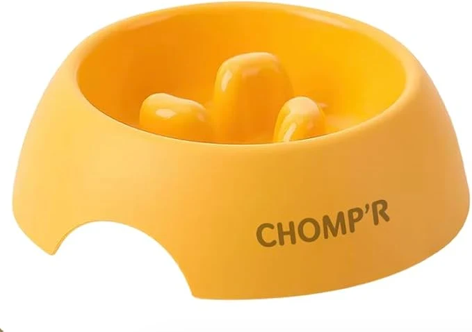 Fast CHOMP'R Slow Feeder Dog Bowl for Small Breeds Food Grade Interactive Puzzle Non Slip Bowl to Slow Down Eating Anti-Choking Mini Maze for Small Dogs Cats Puppies YellowAbout ThisOverview Outstanding
