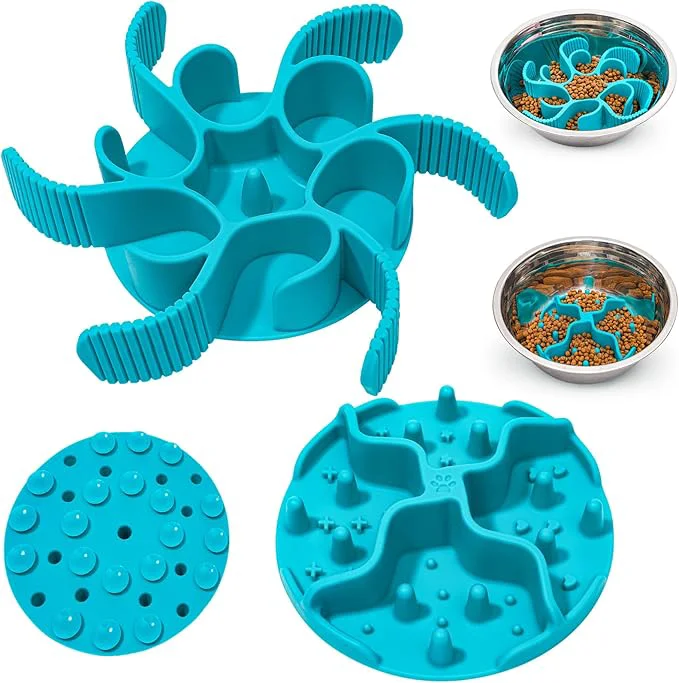 World-Class Slow Feeder Insert for Dog Bowl - 2PCS Anti-Bloat Silicone Mat with Super Suction Slow Feeder Dog Bowls for Puppy Large Breed DogsAbout ThisOverview Fast