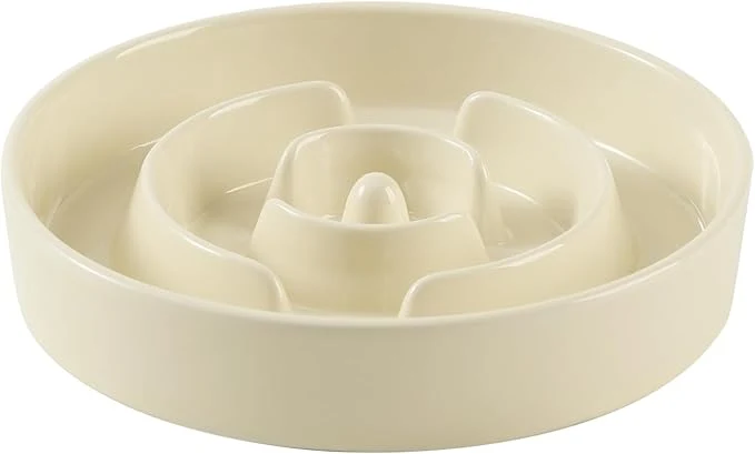 Detailed Ceramic 1.2 Cup Slow Feeder Dog Bowl for Medium and Small Breed 7.3inch Puzzle Dog Food Dish Anti-Gulping Stop Bloat Preventing Choking Single Bowl-Light Yellow About ThisOverview Lightweight