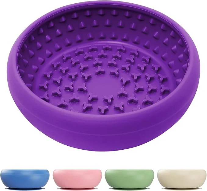 Elegant Dog Lick Bowl BPA- Silicone Slow Feeder Lick Mat for Small and Medium Dogs Non-Slip Dishwasher Safe Purple，L About ThisOverview Modern