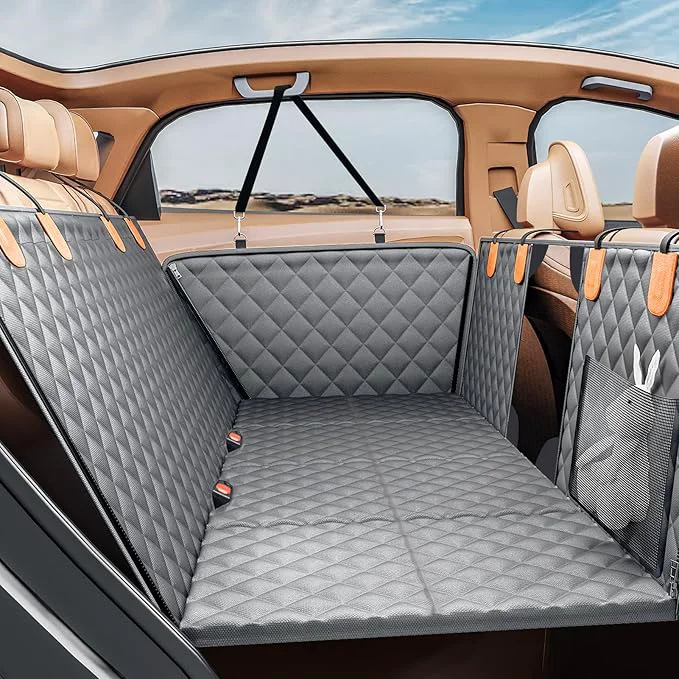 Organic PETICON Back Seat Extender for Dogs Hard Bottom Dog Car Seat Cover - Supports 400lbs Rear Seat Pet Cover with Mesh Window Waterproof Dog Hammock for Car SUV and TrucksAbout ThisOverview Elegant