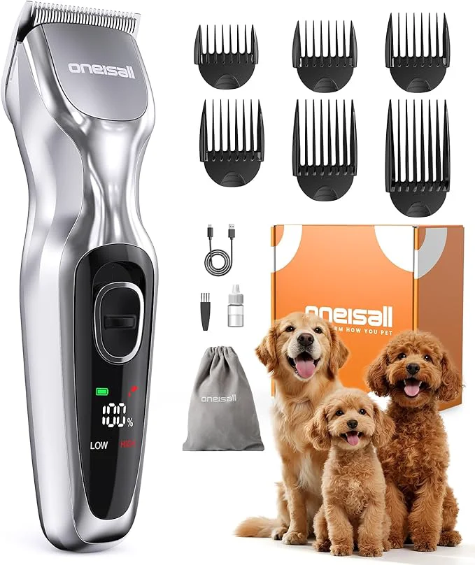 Effective oneisall Dog Clippers for Grooming Thick Hair Low Noise Cordless Dog Shavers 2-Speed Pet Hair Trimmer Grooming Kit for Home GroomerAbout ThisOverview Pure