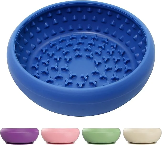Exclusive Dog Lick Bowl BPA- Silicone Slow Feeder Lick Mat for Small and Medium Dogs Non-Slip Dishwasher Safe Dark Blue L About ThisOverview Genuine