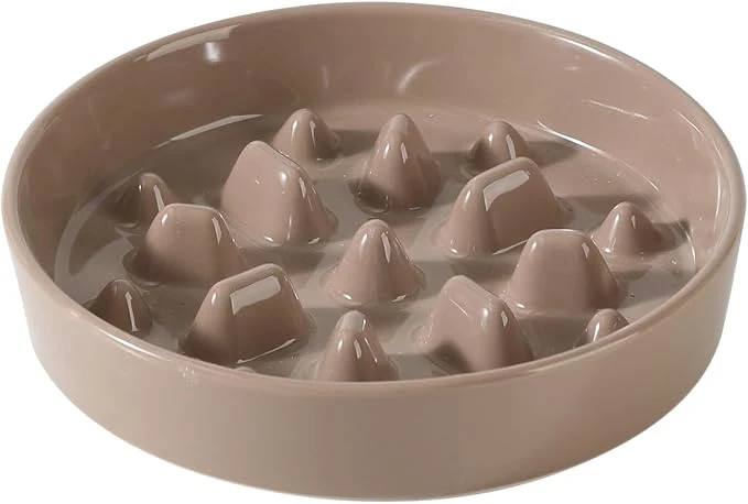Healthy Ceramic 1.6 Cup Dog Bowl Slow Feeder 8.2 inch Slow Pet Food Dish for Medium and Large Dog Stop Bloat Preventing Choking Single Bowl Brown Coffee About ThisOverview Smart