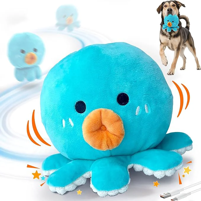 Crafted Interactive Dog Toys Newly Upgraded Moving Dog Toy to Keep Them Busy Bouncing Dogs Toy Squeaky Rolling Ball with Jumping Music Talking Mode for Small Medium Large Dogs Upgrade Octopus About This Durable