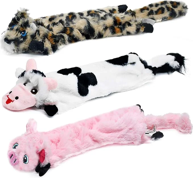 World-Class SHARLOVY Dog Squeaky Toys No Stuffing 3 Pack Crinkle Dog Toys for Small Breeds or Puppy Durable Chew Plush Cute Animals Natural for Teething Pet for BoredomAbout This