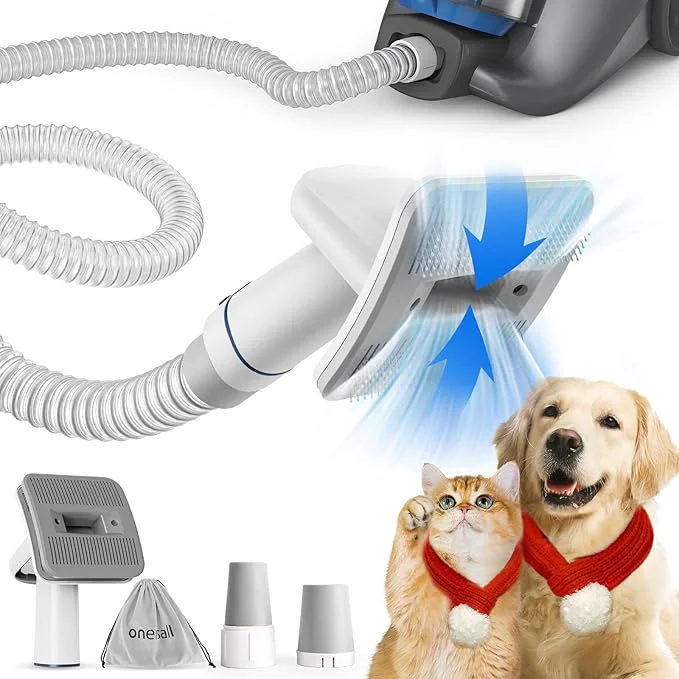 Convenient oneisall Dog Brush Vacuum Attachment with 1-1.5'' Universal Adapter Dog Vacuum Brush for Shedding with 1.5m Extension Tube for Home Cleaning Compatible with Most Round Vacuum CleanersAbout ThisOverview Verified