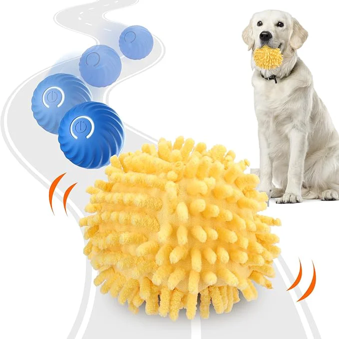 Convenient BABORUI Small Dog Toys - Interactive Ball with Cover Keeps Puppies Busy - Electric Rolling Ball for Small Medium Dogs Blue About This Official