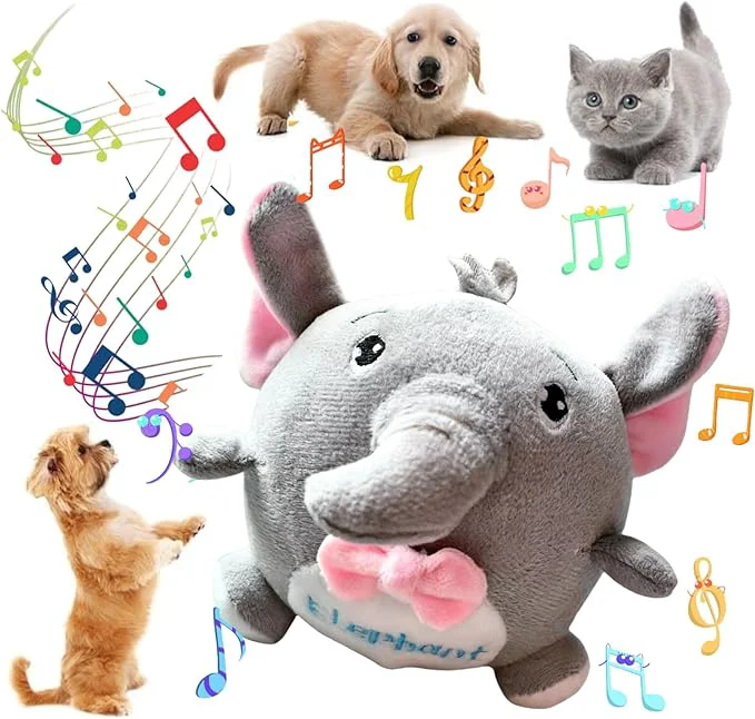 World-Class Interactive Dog Toys Active Moving Pet Plush Toy with Recording and Music Modes Jumping Squeaky Song shaking Interactive Dog Ball Rechargeable Dog Toys to Keep Them Busy Animal Plush Pet Toy Elephant About This Natural