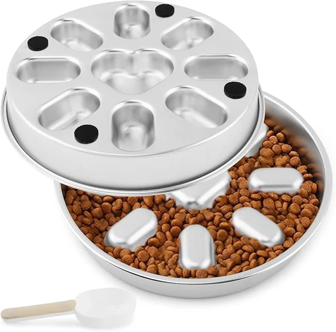 User-Friendly Slow Feeder Dog Bowls with Measuring Spoon Stainless Steel Slow Feed Pet Bowl with Non-Slip Mat Metal Feeder Dog Bowl for Small Medium Large Dogs to Slows Down EatingAbout ThisOverview Natural