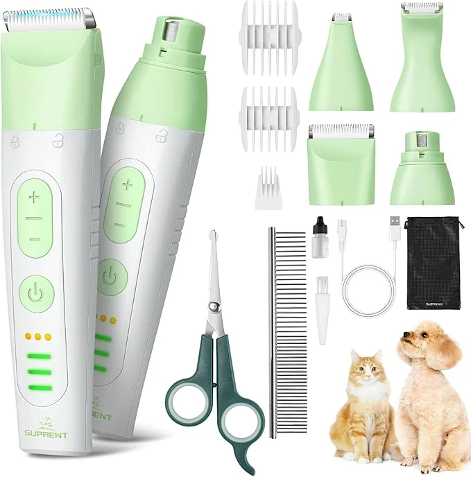 Fine Crafted SUPRENT Dog Grooming Kit 4 in 1 Dog Clippers for Grooming Supplies Cordless Electric Pet Nail Grinder Cat Paw Trimmer Professional Long Hair Shaver Set for Cat Matted Hair and Small Dogs Thick CoatsAbout ThisOverview Minimalist