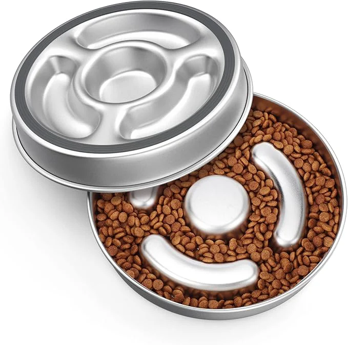 Environmentally Friendly Slow Feeder Dog Bowl Stainless Steel 2 Cups Metal Non-Slip Dog Food Bowls Dogs Water Bowl for Small Medium Sized Dogs Fun Bloat Stop Pet Bowl for Fast Eaters Slows Down Pets EatingAbout ThisOverview Clean