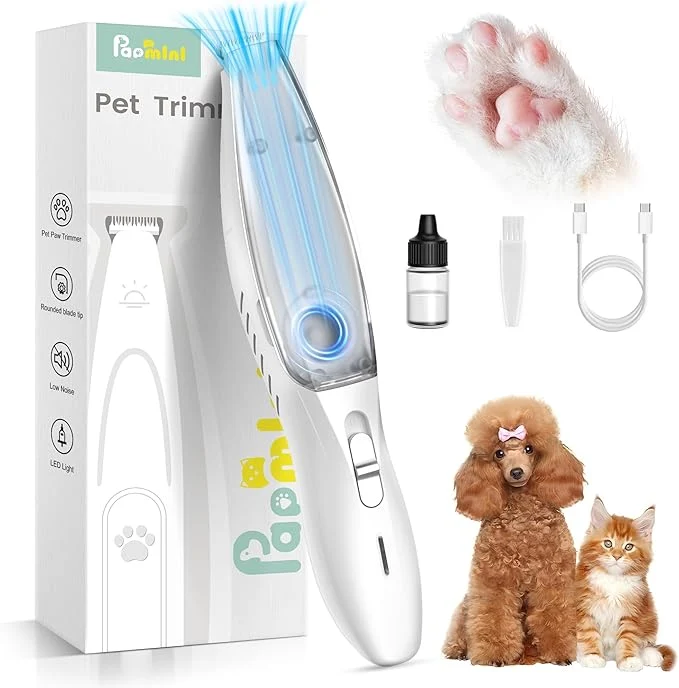 Optimized Vacuum Dog Paw Trimmer Low Noise Paw Trimmers for Dog's Feet with Hair-Suction Safety Cordless Electric Dog Clippers for Grooming Rechargeable Cat Shaver for Paws Ears Face Convenient