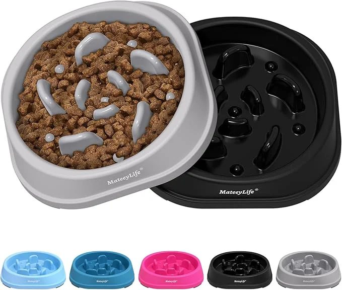 Reliable MateeyLife Small Slow Feeder Cat Bowls 2PCS Anti-Choking Puzzle Cat Food Bowls Anti-Slip Interactive Dog Feeding Slow Down Eating Bloat Stop Maze Dishes Dog Feeder for Small Breeds 1 Cup Gray BlackAbout ThisOverview Relaxed