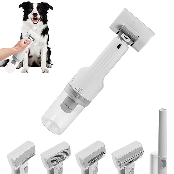 Quality Deshedding Brush with Vacuum Suction 5-in-1 Pet Hair Removal Tool for Dogs Cats Cordless Undercoat Rake Removes Loose Hair 9Kpa Pet Vacuum Cleaner for Furniture Carpet Washable Soft