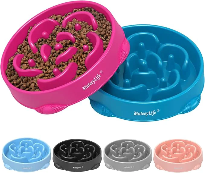 Premium Material MateeyLife Large Slow Feeder Dog Bowls 2PCS Anti-Choking Puzzle Dog Food Bowls Anti-Slip Interactive Feeding Slow Down Eating Bloat Stop Maze Dishes for Large Breeds 4 Cups Purple DarkBlueAbout ThisOverview Secure