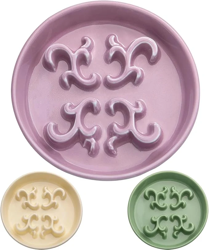 Efficient Slow Feeder Dog Bowl 0.6 Cups Ceramic Dog Food Dish for Fast Eaters Small Breed Puzzle Bowl for Small Dogs and Cats Dark Purple About ThisOverview Flexible