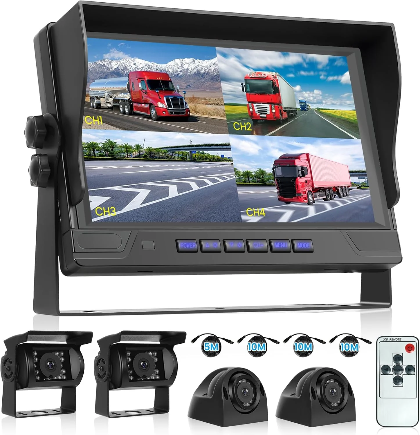 Relaxed RV Backup Camera System 1080P Hodozzy 9 Inch 4 Split Screen Monitor System Waterproof 4 Reverse Cameras Night Vision Reversing Camera Kit for Car Truck Trailer Bus Truck RV DVR Loop Recording Verified
