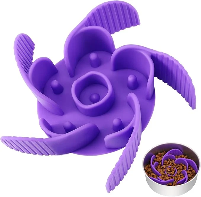 Excellent MateeyLife Slow Feeder Dog Bowls Insert with Suction Cups Cuttable Design for Large Medium Breeds Fit for Regular d Compatible with Metal and Ceramic Dog Bowls for Slow Eating Purple About ThisOverview Soft