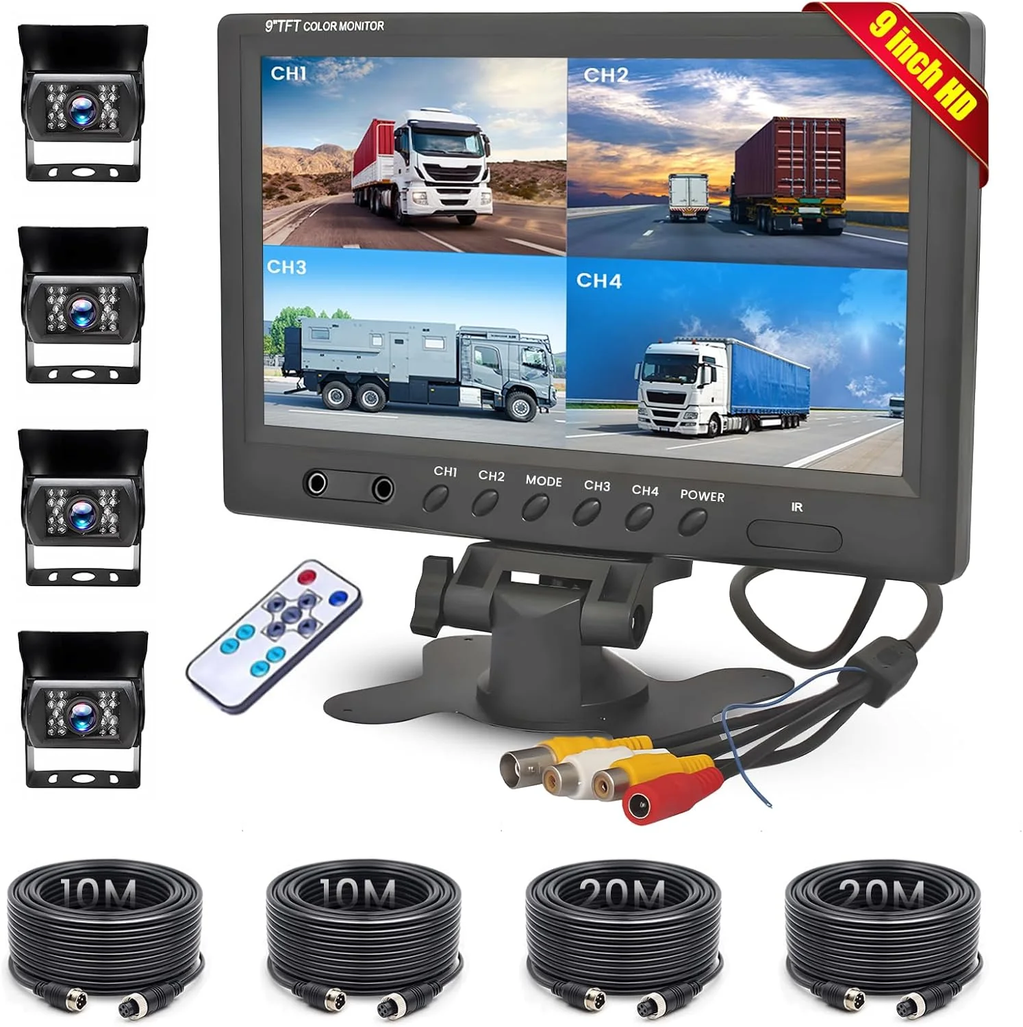 Carefully Designed Hikity Backup Camera with Monitor Kit 9 ˜â€ Car Rear View Monitor with Waterproof 18 IR LED Night Vision Reverse Camera 4 Pins Connector Cable Backup Camera System for RV Bus Trailer Truck Long-Lasting