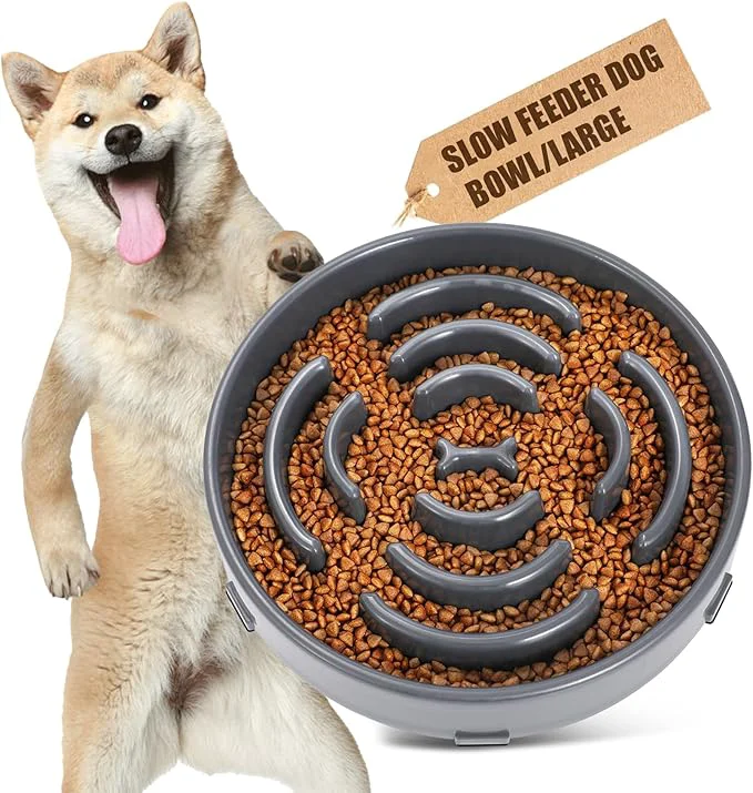 Easy-to-Use WHIPPY Large Slow Feeder Dog Bowls for Large Medium Dogs Anti-Chocking Slow Feeding Maze Dog Food Bowl Slow Eating Interactive Bloat Stop Puzzle Bowl GrayAbout ThisOverview Stylish