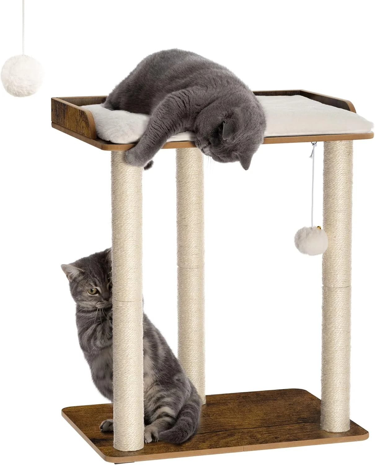 Modern FourFurPets 26.7in Large Cat Tree Tower Condo Cat Scratch Posts for Indoor Cats Big Plate Three 23.6in Full Sisal Scratching Posts Rustic Brown Powerful