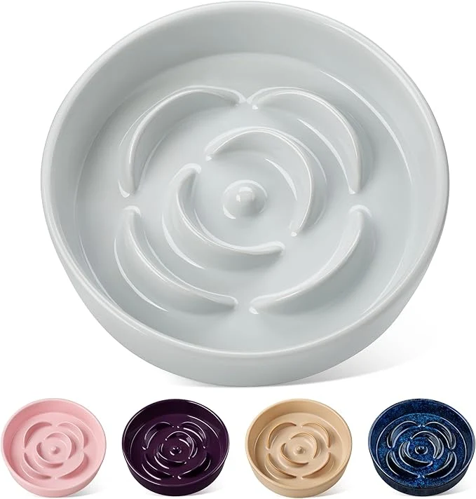Effective vancasso Slow Feeder Dog Bowl 1.5 Cups Ceramic Dog Food Dish for Fast Eaters Small Breed Puzzle Bowl for Small Dogs and Cats Grayish CyanAbout ThisOverview Natural