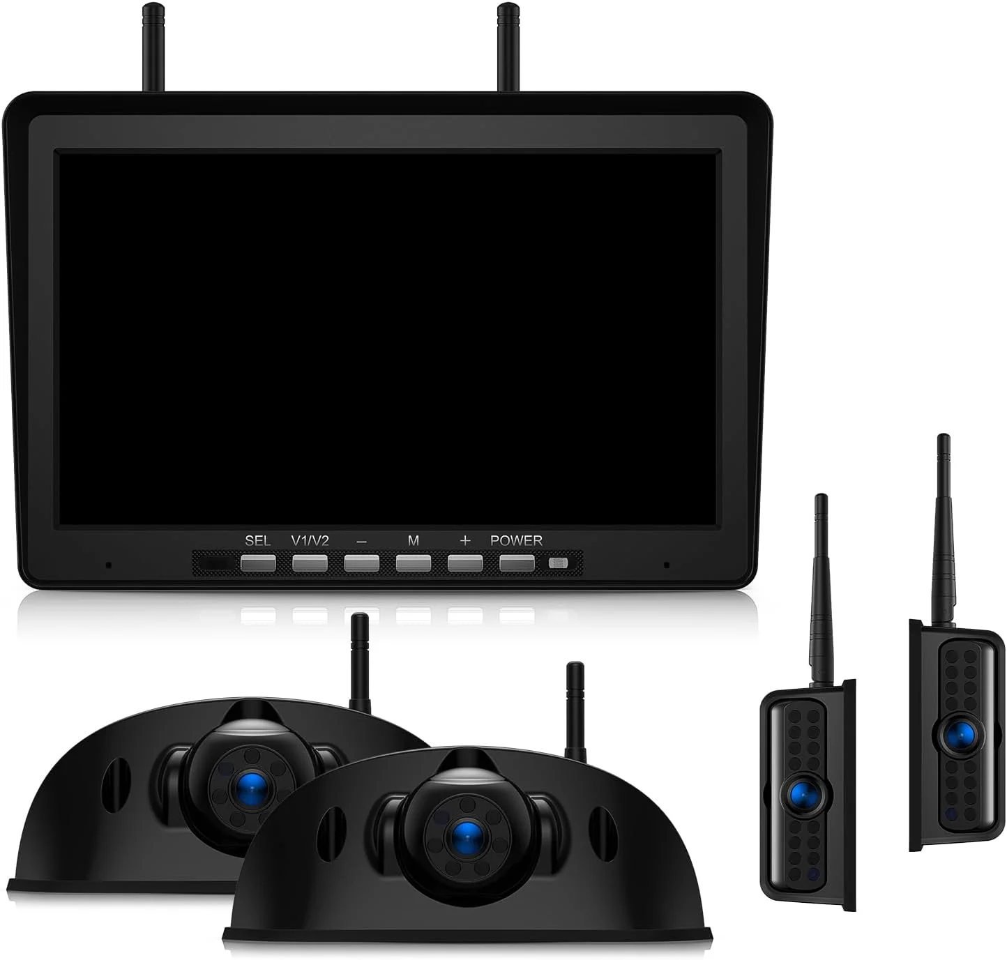 Artisan 10.1 RV Backup Camera Wireless System Plug and Play Pre-Wired for Furrion RV Trailer Camper HD 1080P Quad Split Monitor with 2 Rear View 2 Side View Cameras IP69K Waterproof BY504 Minimalist