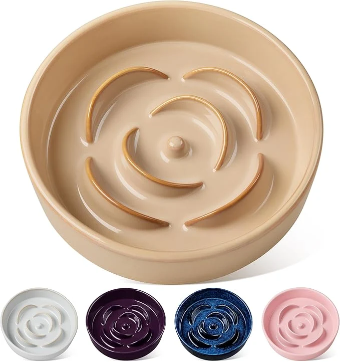 Advanced vancasso Slow Feeder Dog Bowl 3 Cups Ceramic Slow Feeder for Large Breed Puzzle Maze Dog Food Bowl for Fast Eater KhakiAbout ThisOverview Outstanding