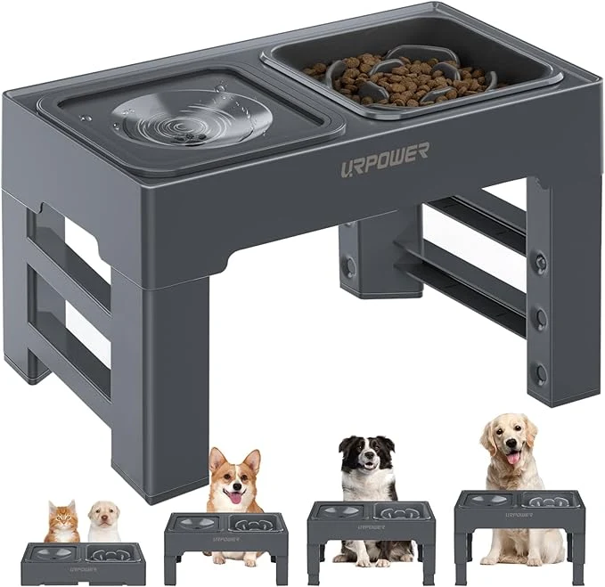 Original Design URPOWER 2-in-1 d Slow Feeder Dog Bowls with No-Spill Water Bowl 4 Height-Adjustable Raised Dog Bowls Non-Slip Food and Water Bowls with Stand for Small Medium Large Dogs Cats and PetsAbout ThisOverview Sophisticated