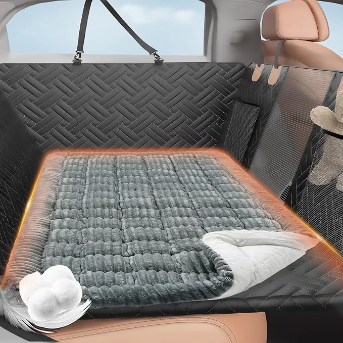 Premium Backseat Pet Bed Mat Deluxe Dog Seat Covers Truck Plaid Dog Bed for Car Back Seat Non-Slip Travel Pet Mat Back seat Extenders for Car SUV for L-Grey About ThisOverview Sophisticated
