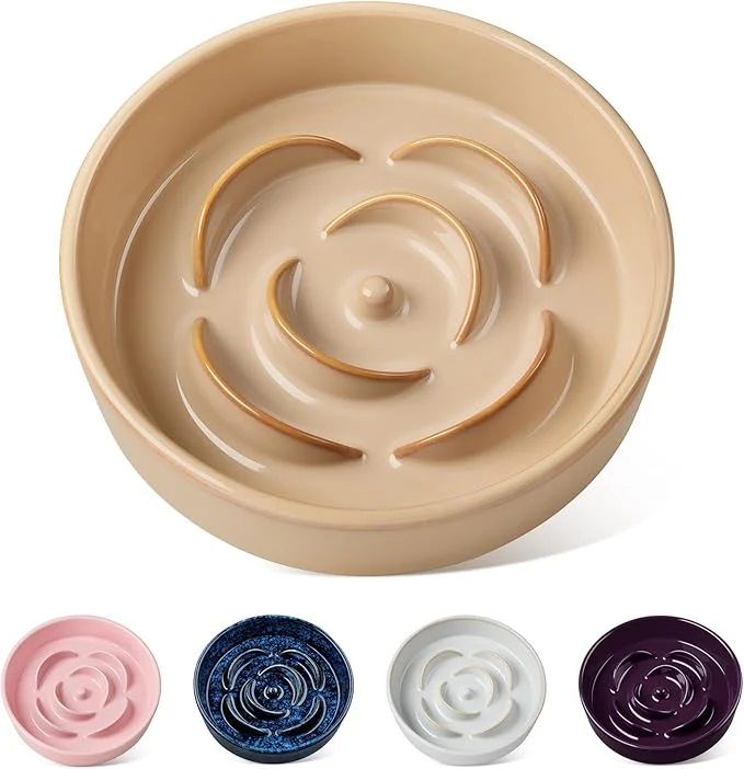 Easy-to-Use vancasso Slow Feeder Dog Bowl 0.6 Cups Ceramic Dog Food Dish for Fast Eaters Small Breed Puzzle Bowl for Small Dogs and Cats KhakiAbout ThisOverview Top-Quality