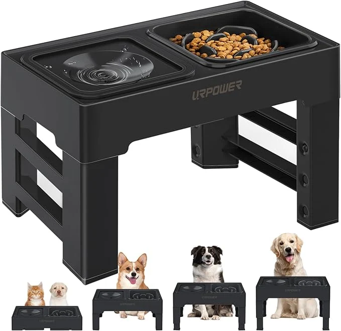 Environmentally Friendly URPOWER 2-in-1 d Slow Feeder Dog Bowls with No-Spill Water Bowl 4 Height-Adjustable Raised Dog Bowls Non-Slip Food and Water Bowls with Stand for Small Medium Large Dogs Cats and PetsAbout ThisOverview Proven