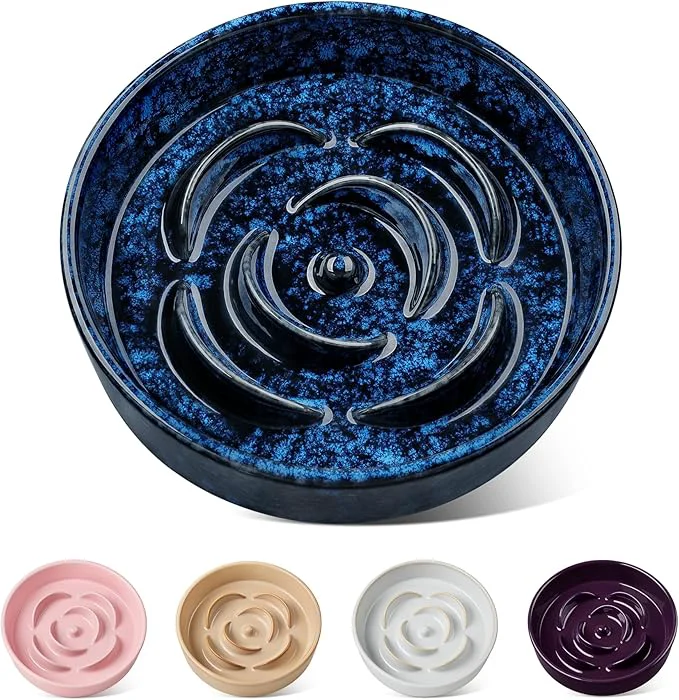 Top-Quality vancasso Slow Feeder Dog Bowl 0.6 Cups Ceramic Dog Food Dish for Fast Eaters Small Breed Puzzle Bowl for Small Dogs and Cats BlueAbout ThisOverview Efficient