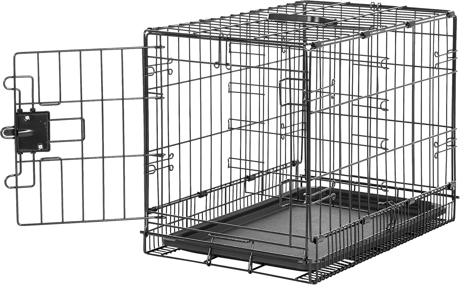 Organic Amazon Basics Durable Foldable Metal Wire Pet Crate with Tray Portable and Sturdy for Travel Single Door Divider Panel Size for Small Dogs 22 x 13 x 16 in Black Effective