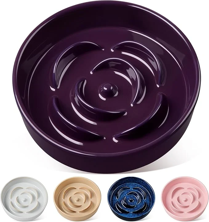 Contemporary vancasso Slow Feeder Dog Bowl 3 Cups Ceramic Slow Feeder for Large Breed Puzzle Maze Dog Food Bowl for Fast Eater Dark PurpleAbout ThisOverview Green