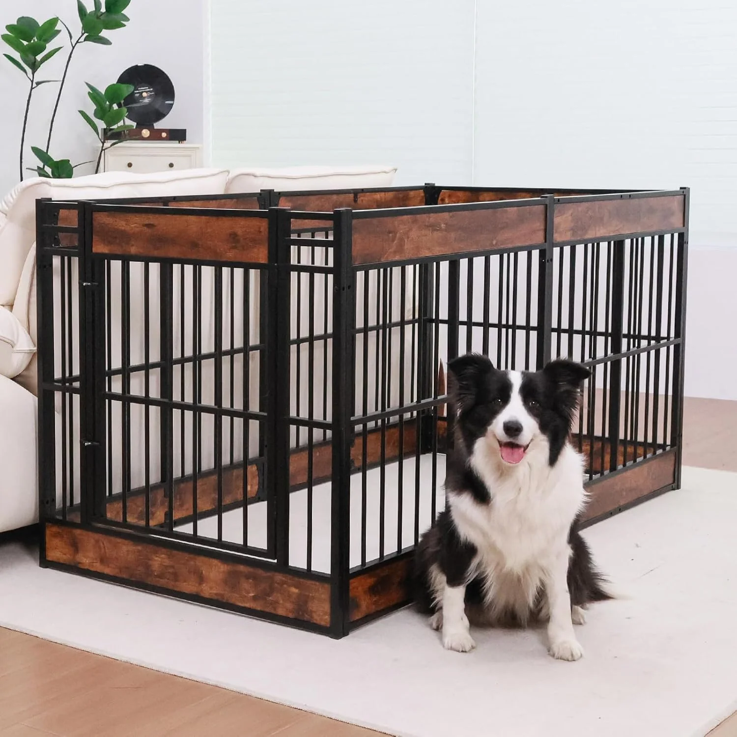 Convenient Dog Playpen 35.4 Height Dog Pen Indoor Heavy Duty Safe and Sturdy Furniture Style Puppy Pen Relaxed