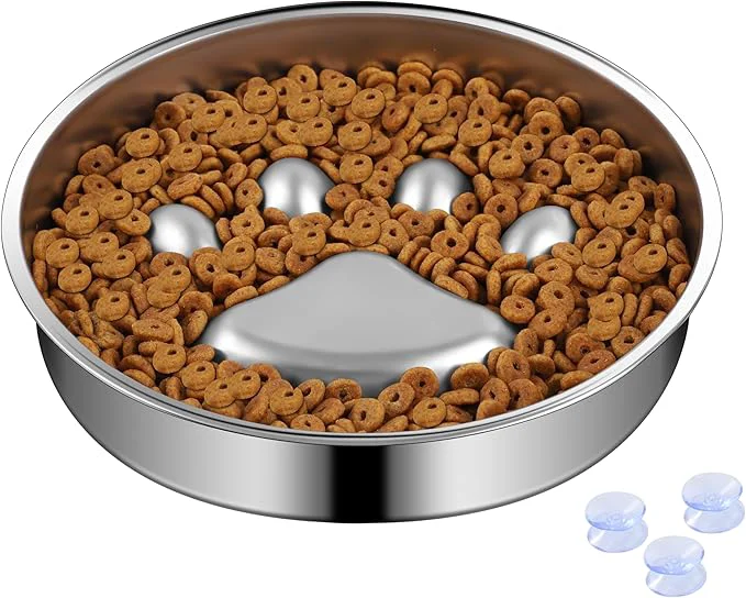 Authentic Slow Feeder Dog Bowls 304 Stainless Steel Metal Slow Feeder Dog Bowl Suction Cup Anti Flip 2X Non-Slip 2-4 Cups for Small Medium Breed（Weighs 0.45 pounds）About ThisOverview Prestigious