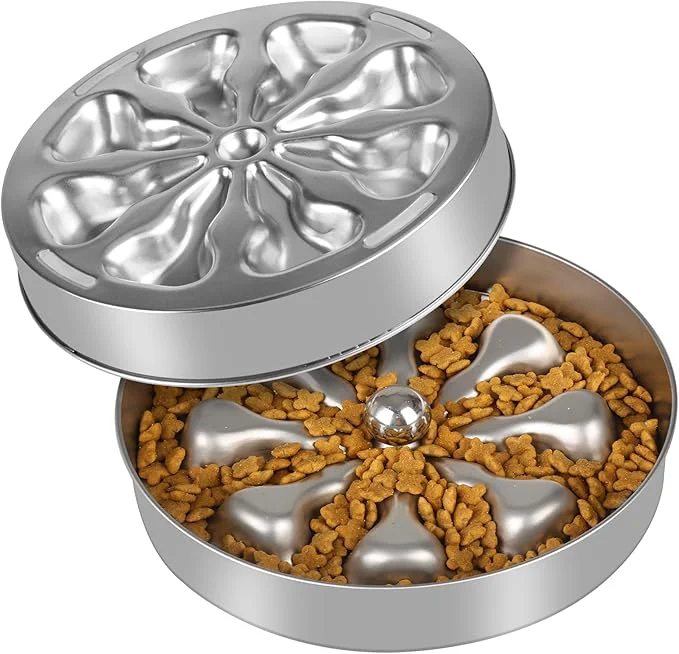 Stylish Slow Feeder Dog Bowls – Stainless Steel Non-Slip Metal Bowl for Slow Feeding 5 Cups Large Capacity Double-Sided Design for Dry Wet or Raw Food I for Small Medium Large DogsAbout ThisOverview Fine Crafted