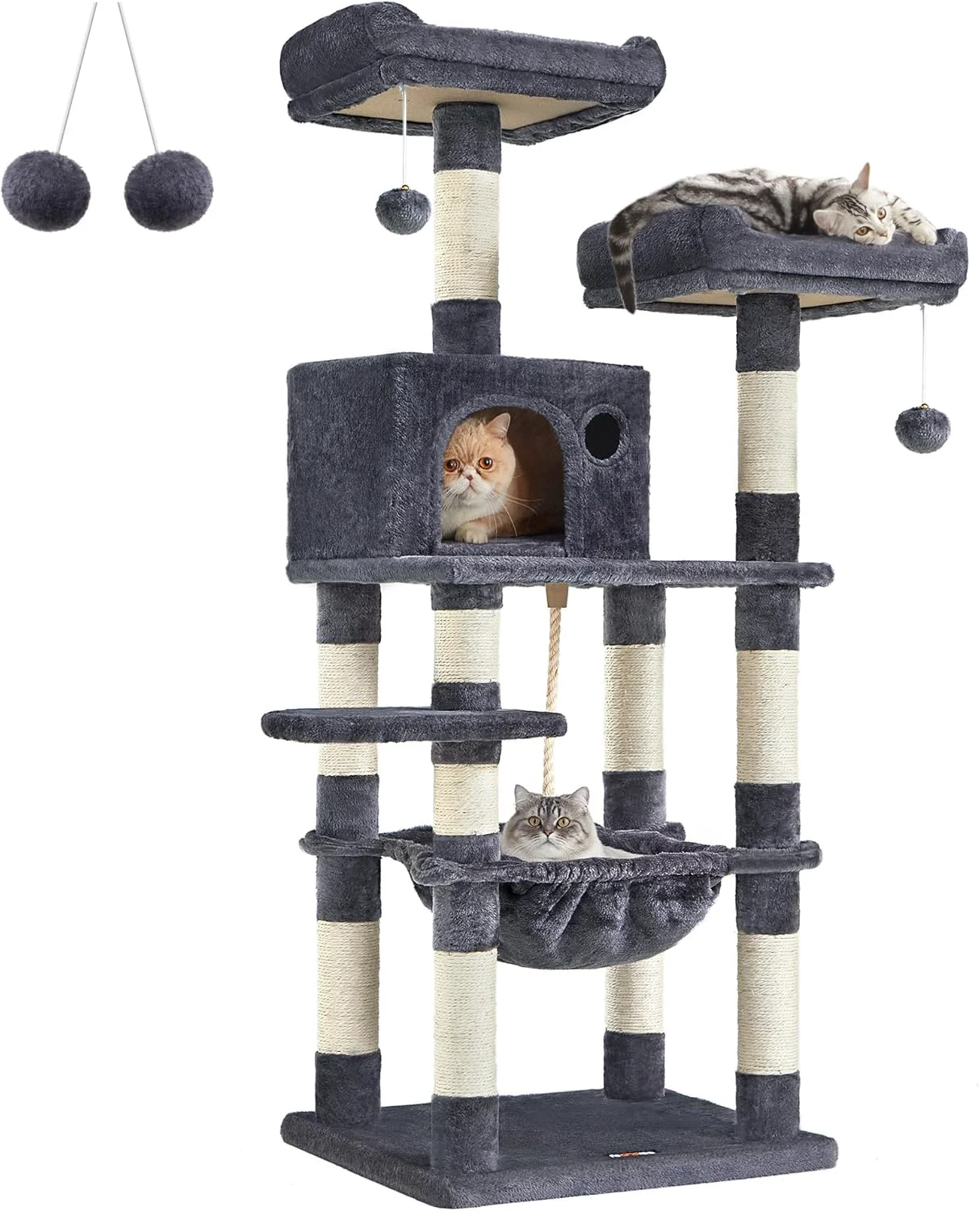 Fine FEANDREA Cat Tree Cat Tower for Indoor Cats 56.3-Inch Cat Condo with Scratching Posts Hammock Plush Perch Smoky Gray UPCT15GYZ Powerful