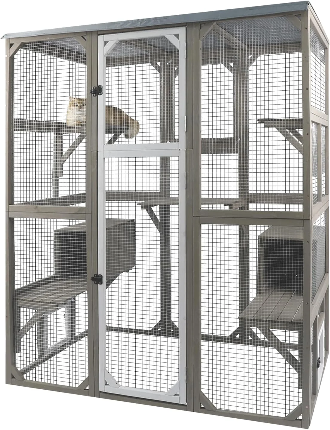 Fine Crafted Catio Outdoor Cat Enclosure Large Window Cat House Walk in Kitty Cage with Multi-Level Platforms Waterproof Roof for Mulitiple Cats 59 L x 29.5 W x 67.7 H Official