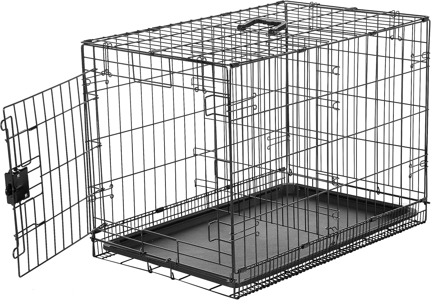 Selected Amazon Basics Durable Foldable Metal Wire Dog Crate with Tray Single Door 30 x 19 x 21 in Black Comfortable