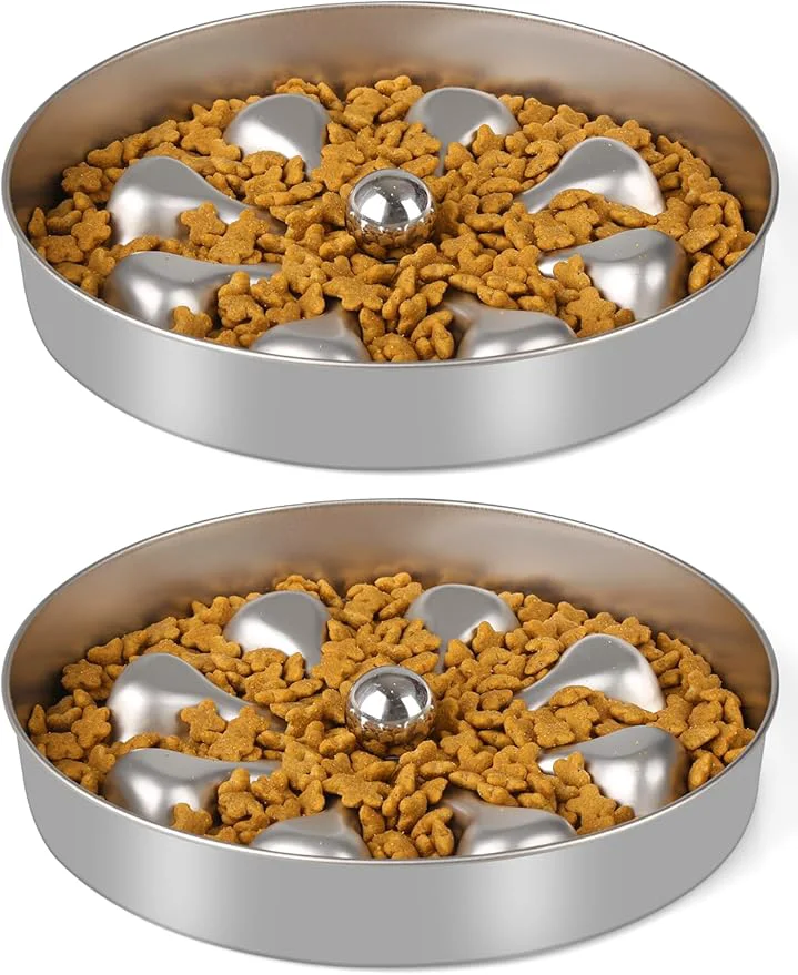 Efficient 2-Pack Slow Feeder Dog Bowls – Stainless Steel Metal Bowls with Double-Sided Design 5 Cups Large Capacity for Dry Wet Raw Food Slow Feeding for All Dog Sizes Easy to Clean Non-SlipAbout ThisOverview Elegant