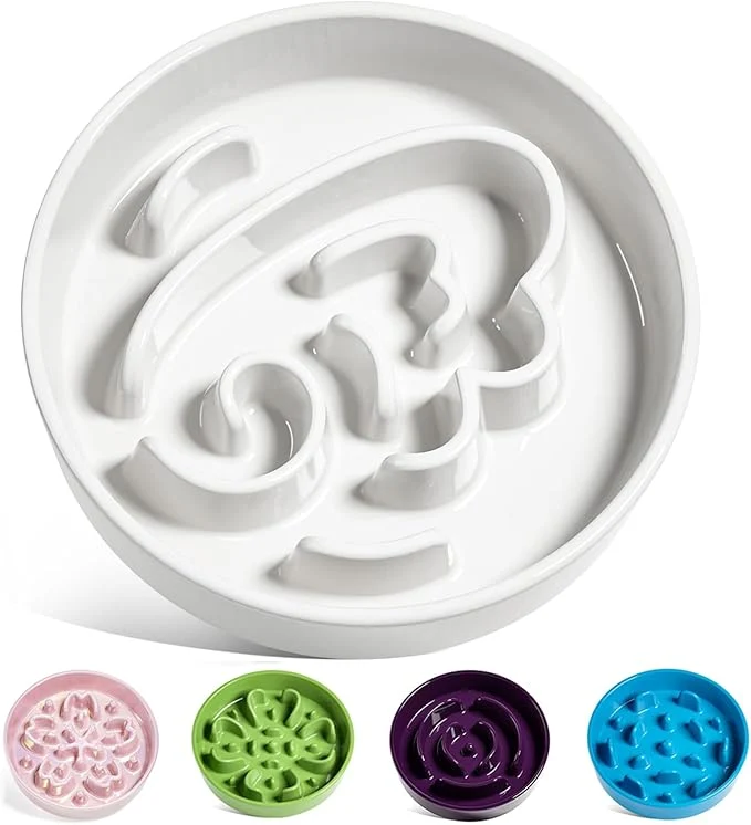 User-Friendly LE TAUCI Slow Feeder Dog Bowls Ceramic 3 Cups Slow Feeding Dog Bowl Medium Large Breed Pet Bowl for Fast Eaters Puzzle Pet Dishes Angle WhiteAbout ThisOverview Sustainable
