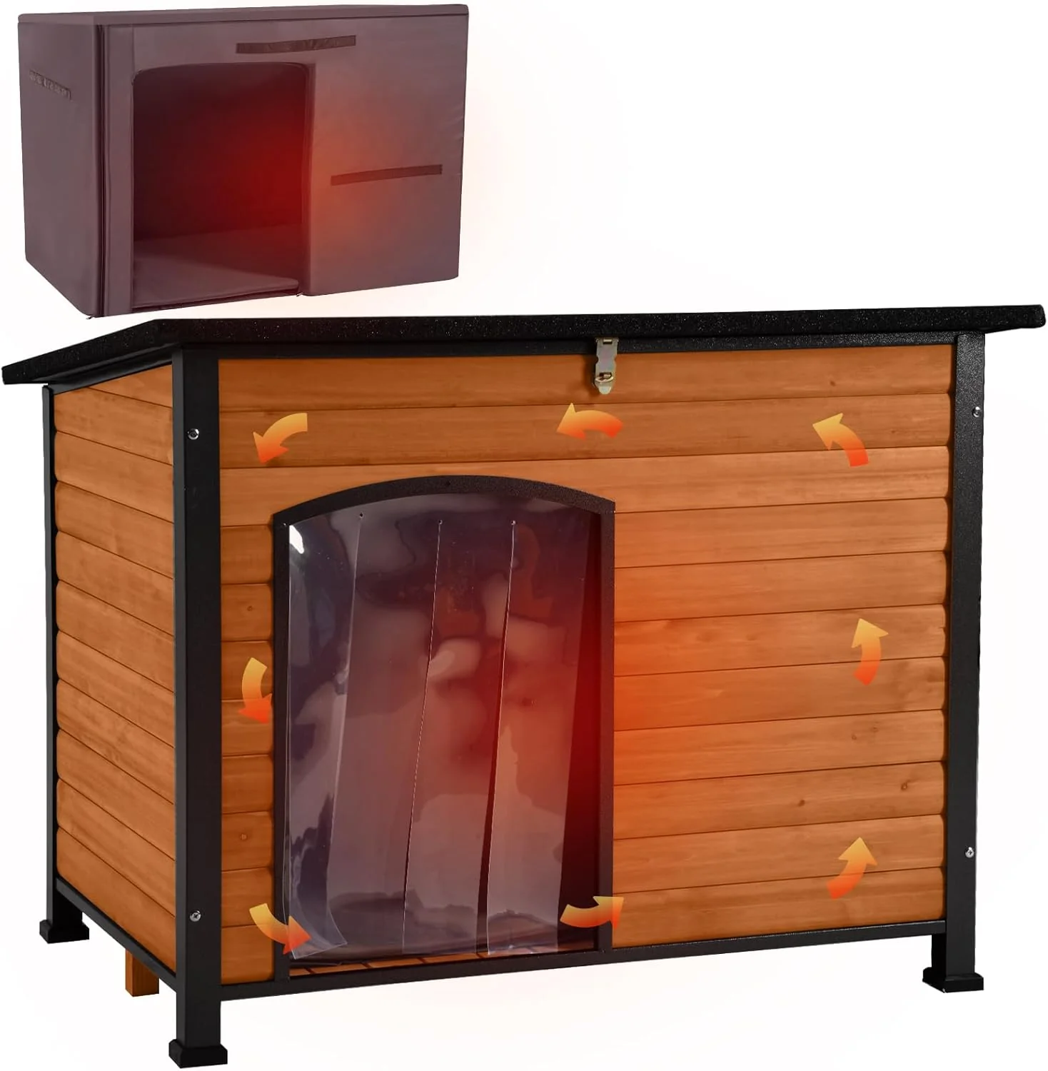 Healthy Aivituvin Dog House Outdoor Indoor Dog Kennel with Insulated Liner for Winter Waterproof Large Dog Cage for Small Medium Large Dogs Unique All-Around Iron Frame Fine