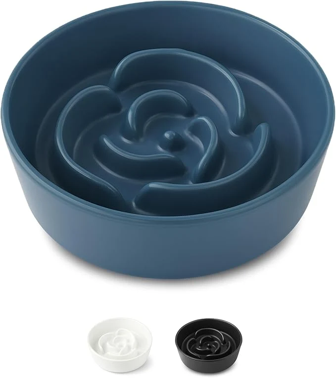 Expertly Made Ceramic Slow Feeder Dog Bowl for Small Dogs Cats 6 Inch Puzzle Pet Food Dish Non-Slip Heavy Design Helps Reduce Fast Eating Bloating Indigestion Dishwasher Safe Deep Ocean Blue About ThisOverview Minimalist
