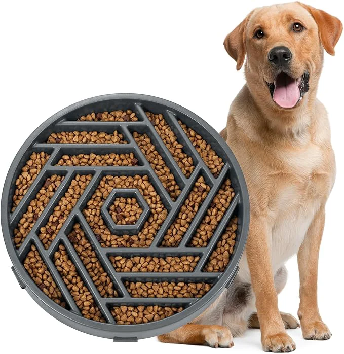 Natural WHIPPY Slow Feeder Dog Bowl Puzzle Maze Design to Slow Down Eating 3-Cup Capacity Anti-Gulping Food Bowl for Medium Large Dogs GrayAbout ThisOverview Organic